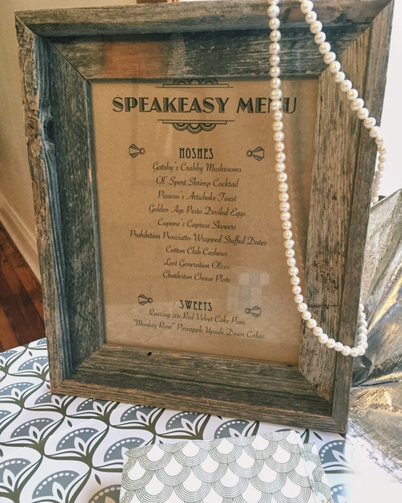 Speakeasy 1920s Menu