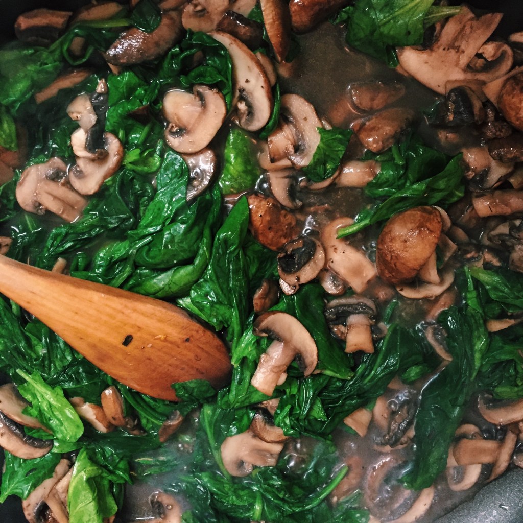 mushrooms and spinach